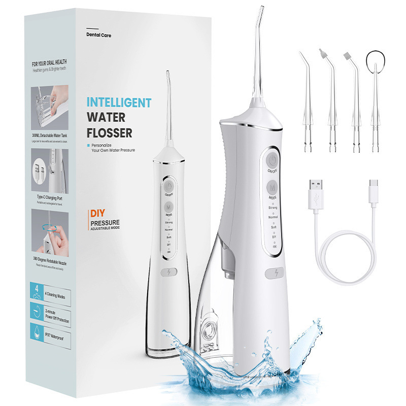 Water Flosser Cordless - Tragbarer Wasserflosser Munddusche 300ML 4 Modi