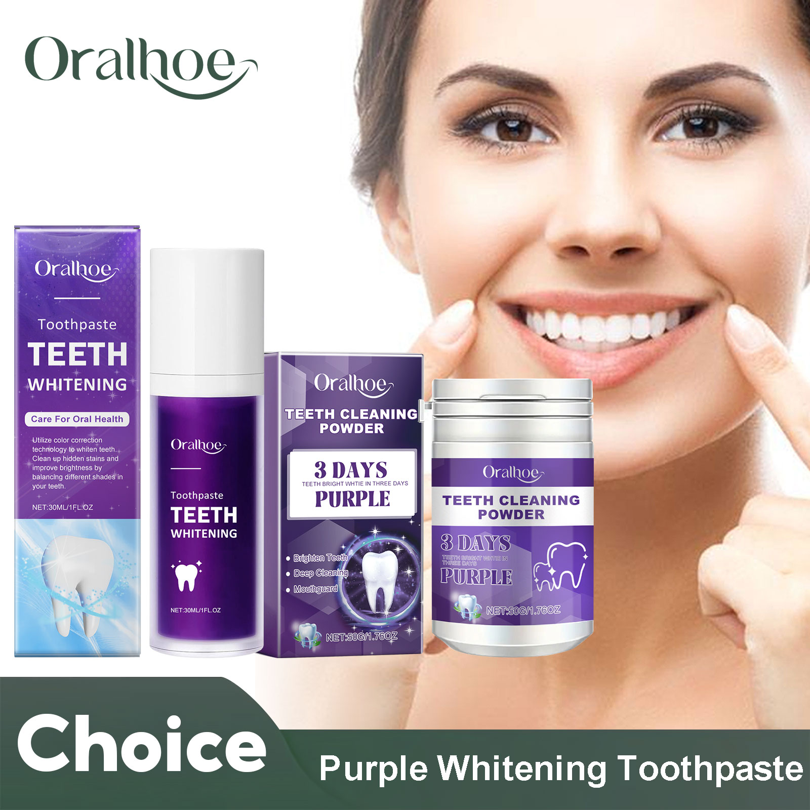 Teeth Whitening Flash - Lila Korrektor Zahnaufhellung Zahnpasta Tiefenreinigung Zähne