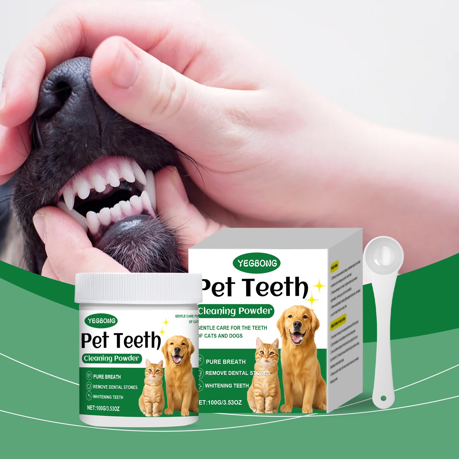 Teeth Whitening Flash - Haustier-Zähne-Reinigungspulver, reduziert Zahnbelag, beseitigt Mundgerüche, aufhellende